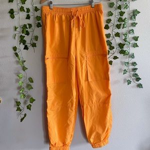 Orange forever 21 cargo joggers. Size large
